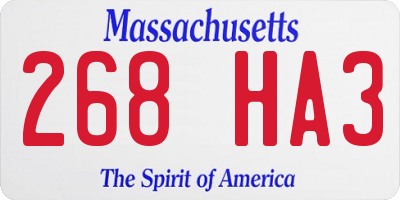 MA license plate 268HA3