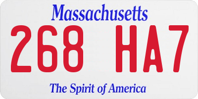 MA license plate 268HA7