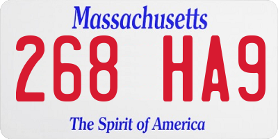 MA license plate 268HA9