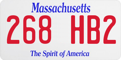 MA license plate 268HB2
