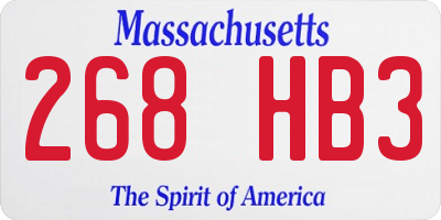 MA license plate 268HB3