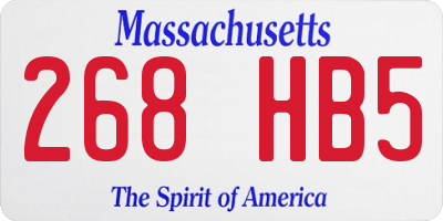 MA license plate 268HB5