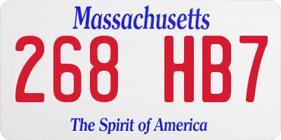 MA license plate 268HB7