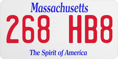 MA license plate 268HB8