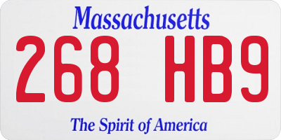 MA license plate 268HB9