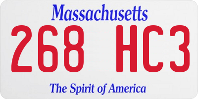 MA license plate 268HC3