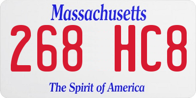 MA license plate 268HC8