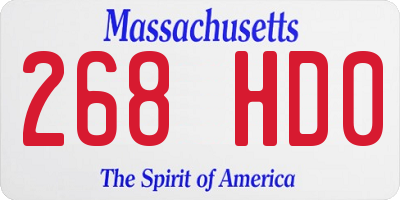 MA license plate 268HD0