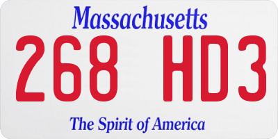 MA license plate 268HD3