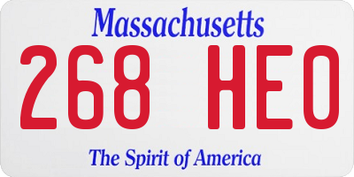 MA license plate 268HE0