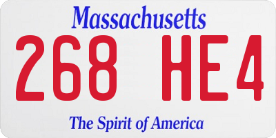 MA license plate 268HE4