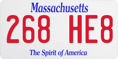 MA license plate 268HE8