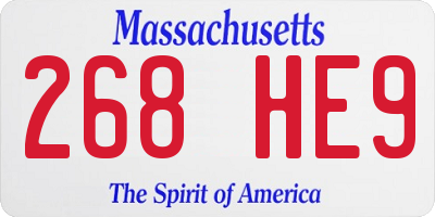 MA license plate 268HE9