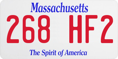 MA license plate 268HF2