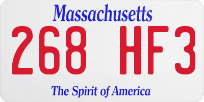 MA license plate 268HF3