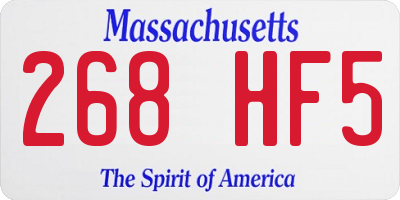 MA license plate 268HF5