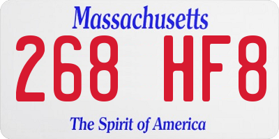 MA license plate 268HF8