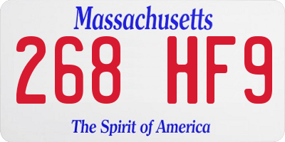 MA license plate 268HF9