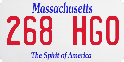 MA license plate 268HG0