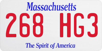 MA license plate 268HG3