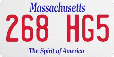 MA license plate 268HG5
