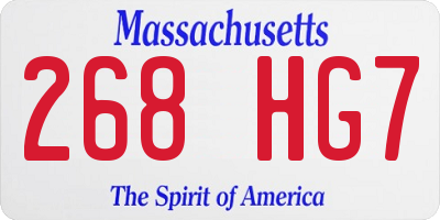 MA license plate 268HG7