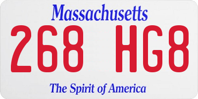 MA license plate 268HG8