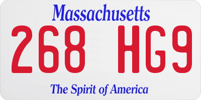 MA license plate 268HG9
