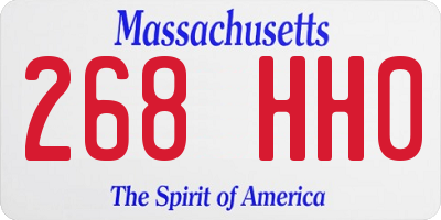 MA license plate 268HH0