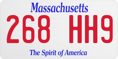 MA license plate 268HH9