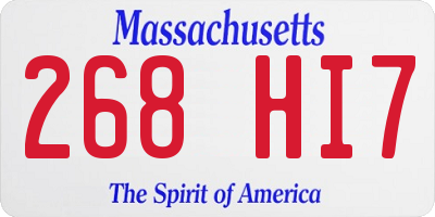 MA license plate 268HI7