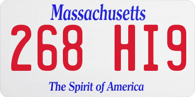 MA license plate 268HI9