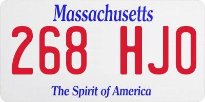 MA license plate 268HJ0