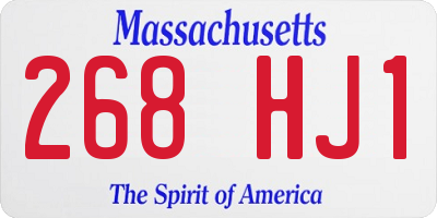 MA license plate 268HJ1