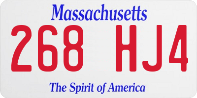 MA license plate 268HJ4