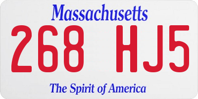 MA license plate 268HJ5