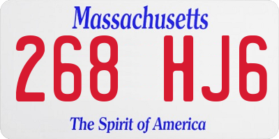 MA license plate 268HJ6