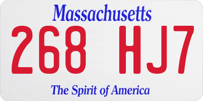 MA license plate 268HJ7