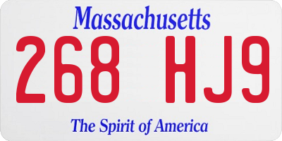 MA license plate 268HJ9