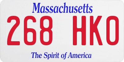 MA license plate 268HK0