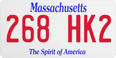 MA license plate 268HK2