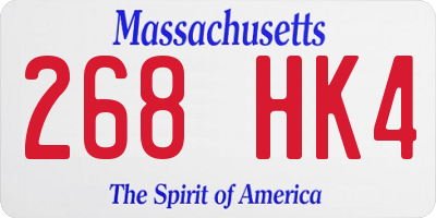 MA license plate 268HK4