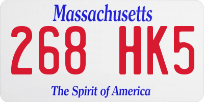 MA license plate 268HK5