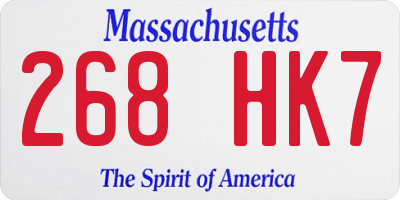 MA license plate 268HK7