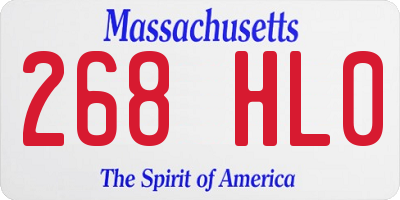 MA license plate 268HL0