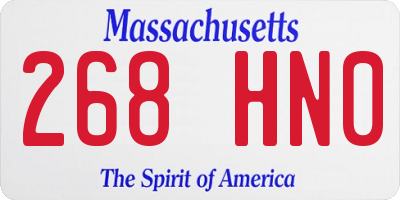MA license plate 268HN0