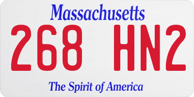 MA license plate 268HN2