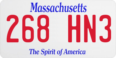 MA license plate 268HN3
