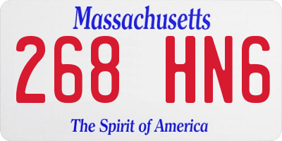MA license plate 268HN6