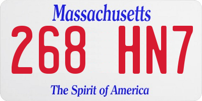 MA license plate 268HN7